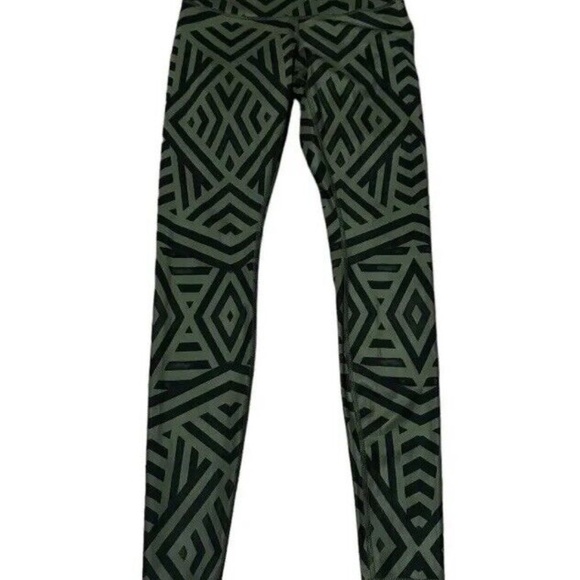 Lululemon Wunder Under Leggings Luxtreme Chevron Shuffle Fatigue Green Sz 4 - Picture 2 of 14
